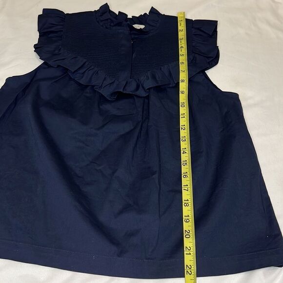 Rachel Zoe Women’s Navy Blue Hera Sleeveless Ruffle Blouse Size 4 - Picture 4 of 8